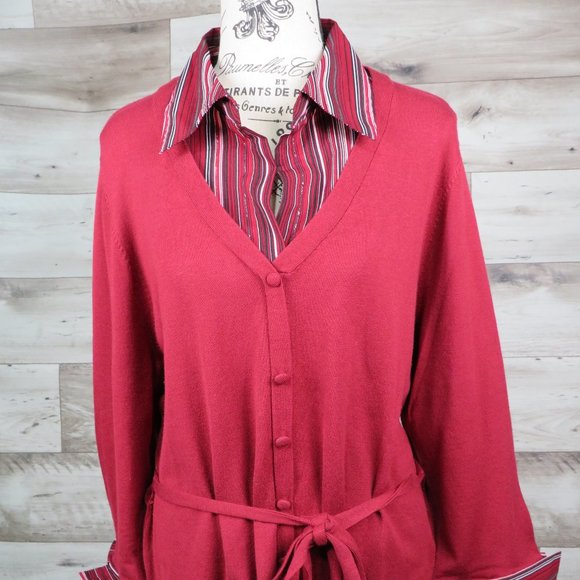 Notations* Women's 3/4 Sleeve Pullover Abstract Undershirt Waist Tie Sweater~ 1X - Picture 2 of 12